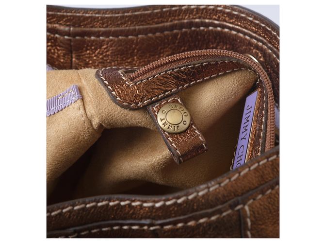 Borsa Mahala in pelle metallica marrone Jimmy Choo - vista 12