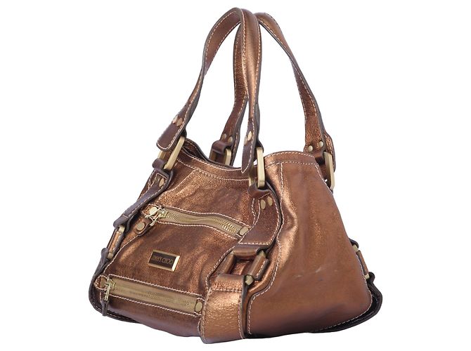 Borsa Mahala in pelle metallica marrone Jimmy Choo - vista 2