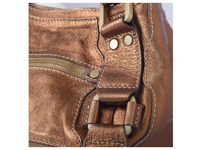 Borsa Mahala in pelle metallica marrone Jimmy Choo - vista 6