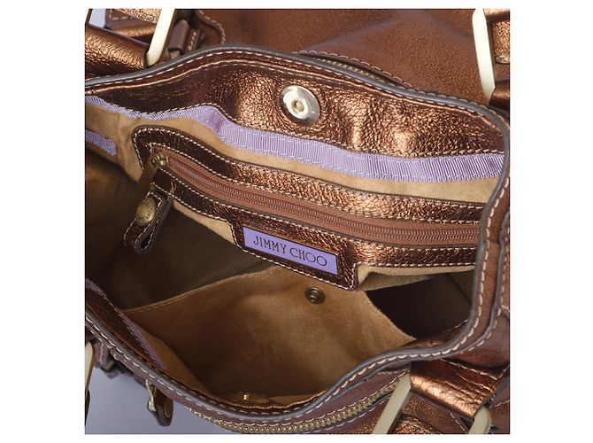 Borsa Mahala in pelle metallica marrone Jimmy Choo - vista 8