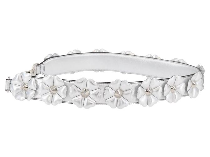 FENDI Cinghia in Pelle 31,5"" Argento Auth ARZ919A - vista 4