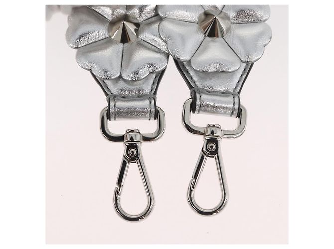 FENDI Cinghia in Pelle 31,5"" Argento Auth ARZ919A - vista 6
