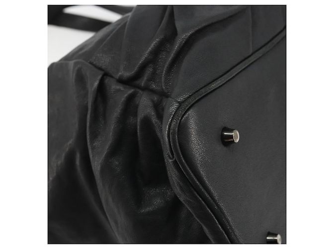 Borsa a mano in pelle nera e argento di BURBERRY Auth ka3537 Nero - vista 11