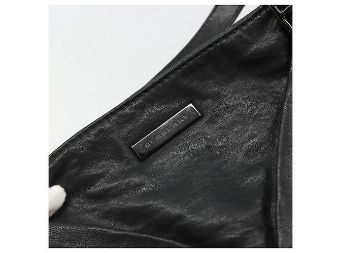 Borsa a mano in pelle nera e argento di BURBERRY Auth ka3537 Nero - vista 14