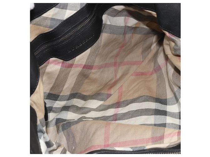 Borsa a mano in pelle nera e argento di BURBERRY Auth ka3537 Nero - vista 16