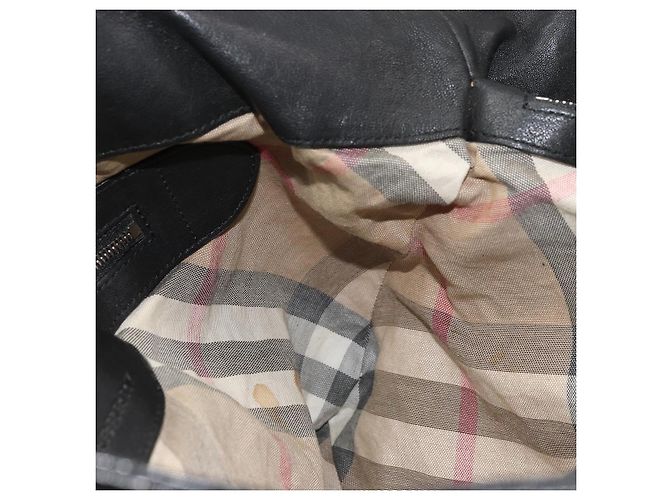 Borsa a mano in pelle nera e argento di BURBERRY Auth ka3537 Nero - vista 17