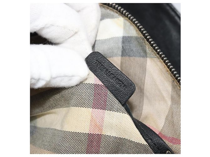 Borsa a mano in pelle nera e argento di BURBERRY Auth ka3537 Nero - vista 24