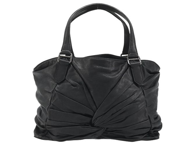 Borsa a mano in pelle nera e argento di BURBERRY Auth ka3537 Nero - vista 3