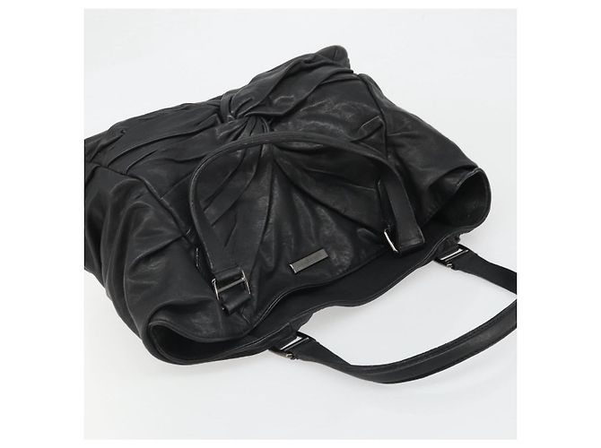 Borsa a mano in pelle nera e argento di BURBERRY Auth ka3537 Nero - vista 6