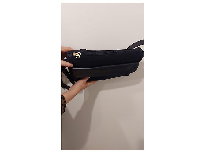 Borsa a tracolla Valentino Garavani in tela blu navy e pelle - vista 3