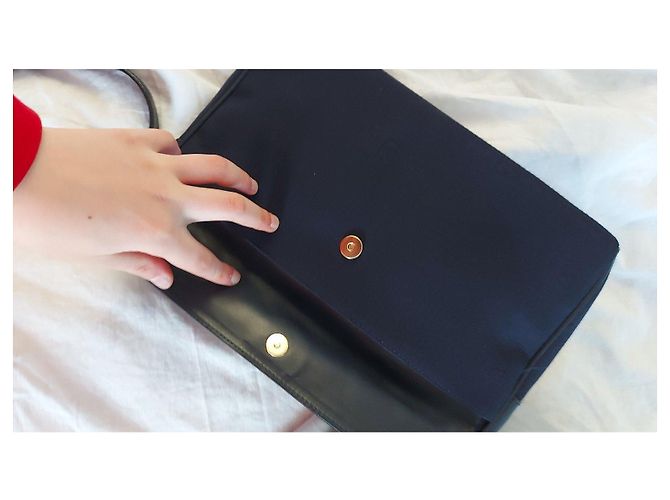 Borsa a tracolla Valentino Garavani in tela blu navy e pelle - vista 6