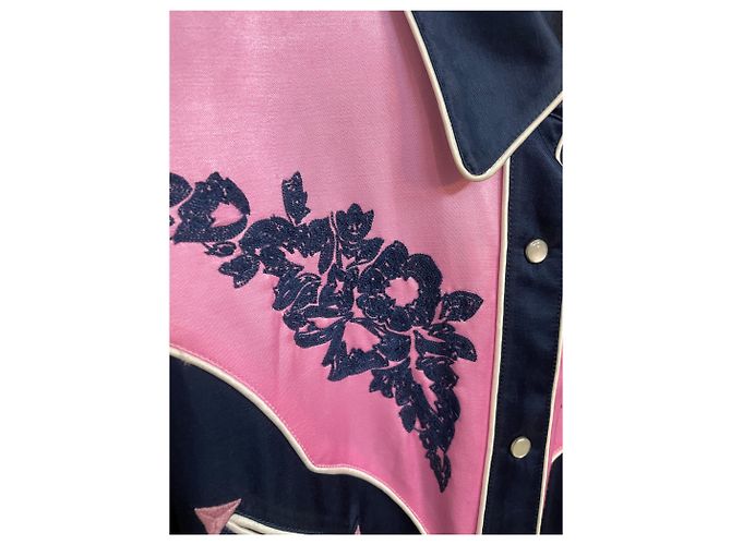 Kenzo Paris Navy & Pink Western-Stil Kleid – Größe S - Ansicht 2