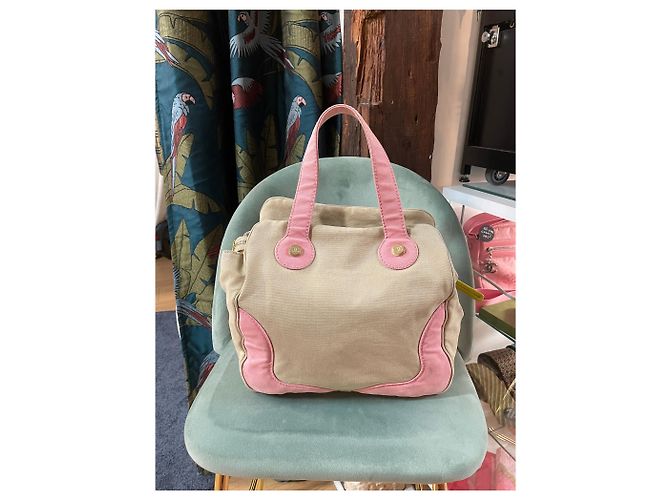 Borsa in tela Chanel con manici a contrasto - vista 2