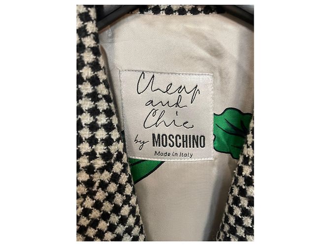Cheap and Chic da Moschino Jaqueta Pied-de-Poule – Preto & Branco, Feito na Itália - vista 3