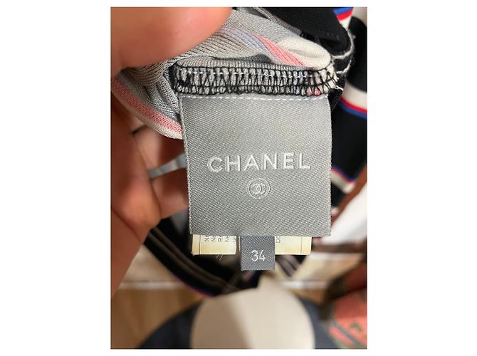 Timeless Abito a righe a maniche lunghe Chanel – Nero, Rosso e Blu, Made in Italy - vista 5