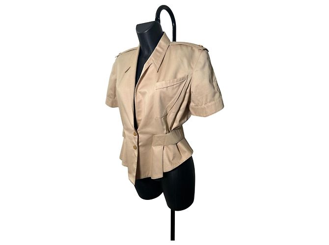 Camicia a maniche corte Thierry Mugler in beige morbido - vista 2