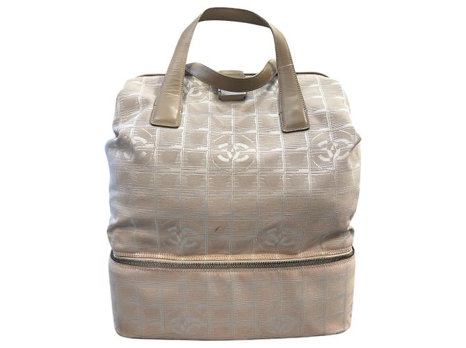 Borsa Tote Chanel 1999 in tessuto monogramma CC beige - vista 3