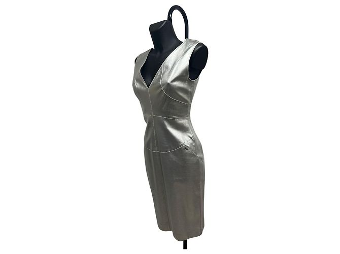 Chanel Silber Lammleder Bleistiftkleid (FW 1999) - Ansicht 3