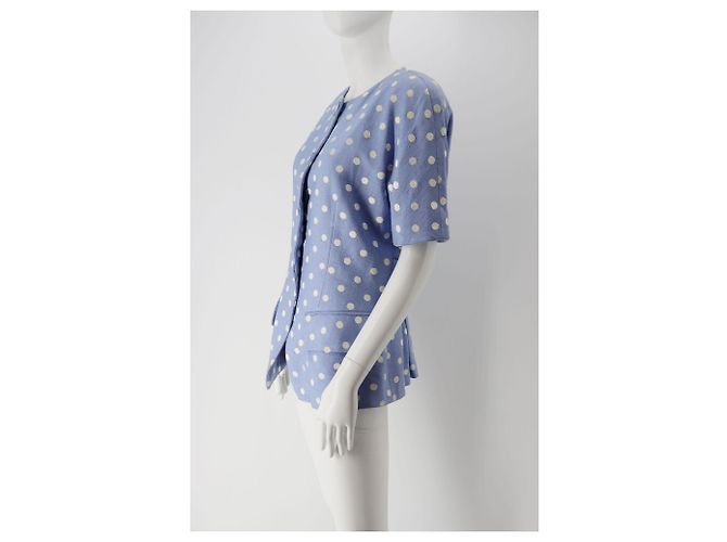 Giacca in lino blu a pois Christian Dior - vista 2
