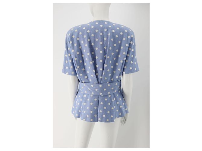 Giacca in lino blu a pois Christian Dior - vista 3