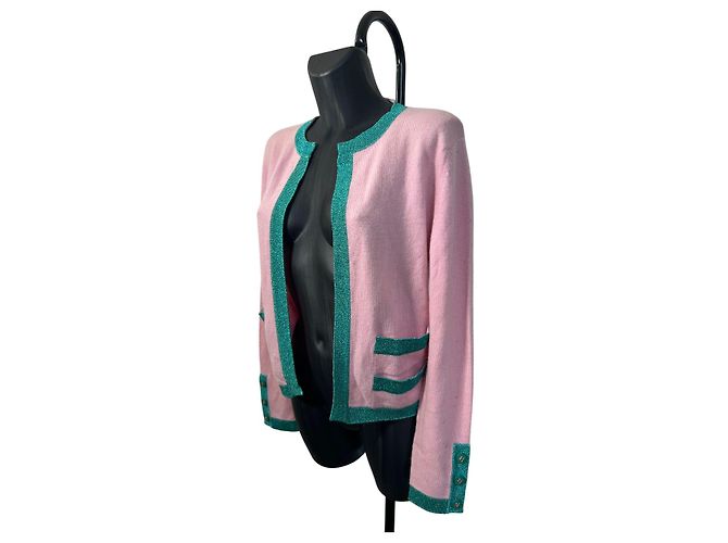 Timeless Cardigan Chanel Rosa e Verde 1996 - vista 2