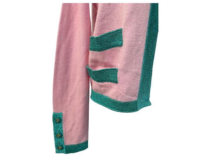 Timeless Cardigan Chanel Rosa e Verde 1996 - vista 3