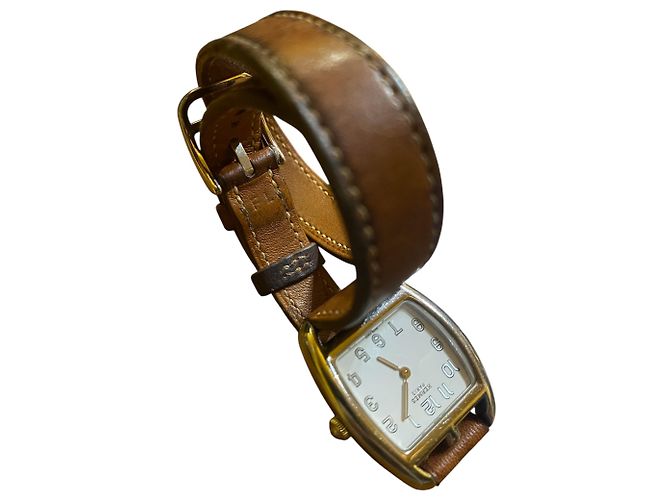 Reloj Hermès con correa de cuero marrón - vista 2