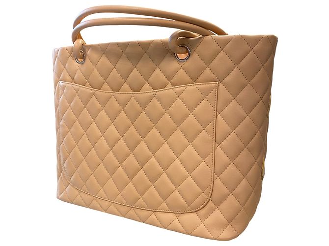 2005 Chanel Cambon Beiger Lammleder gesteppte Double C Handtasche - Ansicht 4