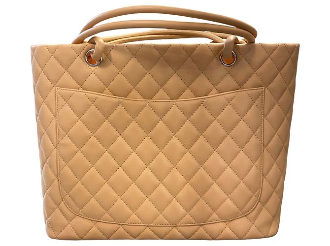 2005 Chanel Cambon Beiger Lammleder gesteppte Double C Handtasche - Ansicht 5