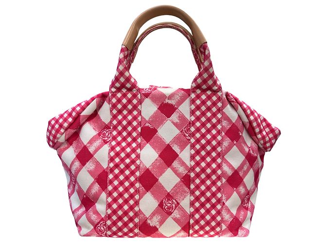 Timeless Borsa in tessuto rosa e bianco Chanel 2010 - vista 3