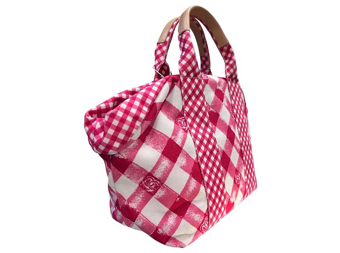 Timeless Borsa in tessuto rosa e bianco Chanel 2010 - vista 4