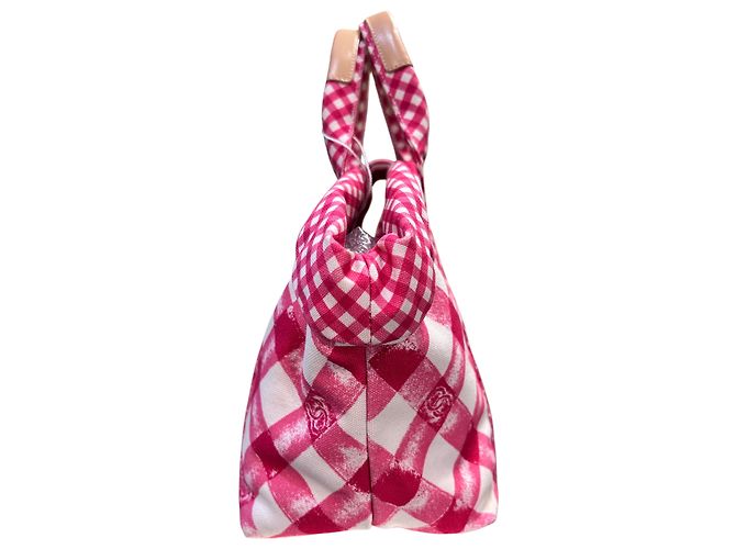Timeless Borsa in tessuto rosa e bianco Chanel 2010 - vista 5