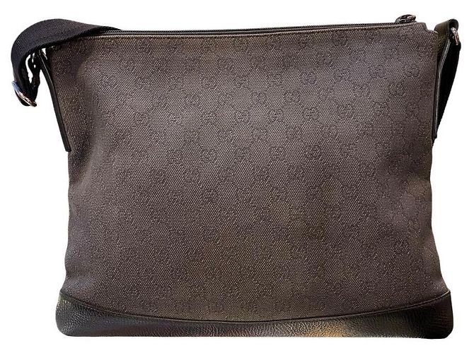 Borsa a spalla in denim monogramma nero Gucci - vista 3