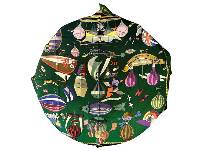 Sciarpa Hermès verde scuro LES FOLIES DU CIEL - vista 2