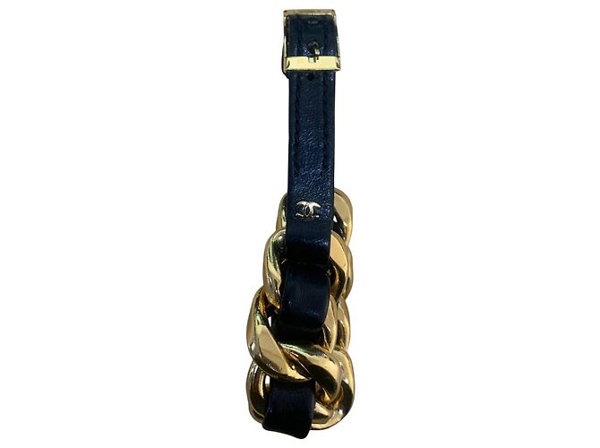 Bracciale in Catena e Pelle CHANEL in Nero - vista 3