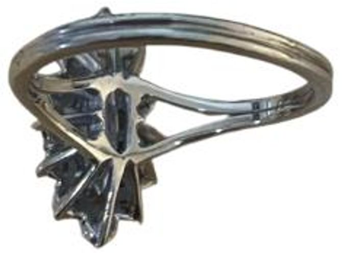 Autre Marque Anello "Marquise" in oro bianco 18K e platino - vista 2