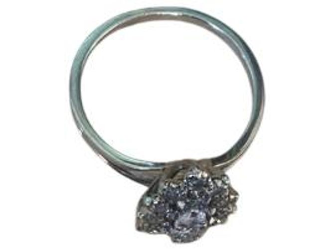Autre Marque Anello "Marquise" in oro bianco 18K e platino - vista 3