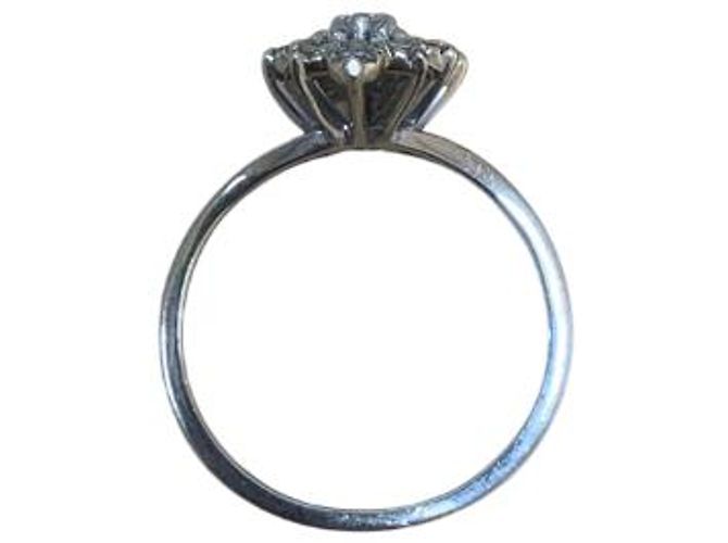 Autre Marque Anello "Marquise" in oro bianco 18K e platino - vista 4