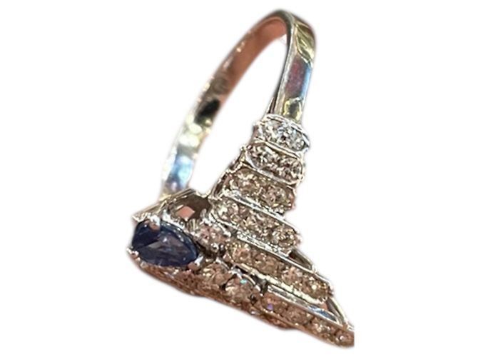 Autre Marque Tiara-Ring aus 18K Weißgold - Ansicht 2