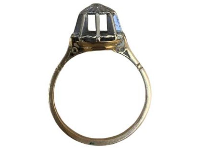 Autre Marque Anello "Solitaire" in oro giallo e bianco 18K - vista 2