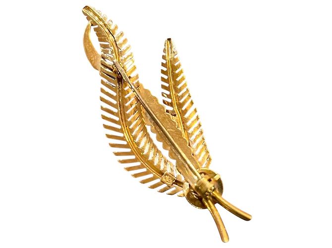 Autre Marque Spilla "ramo di palma" in oro giallo 18K, con oro cesellato e testurizzato. - vista 3
