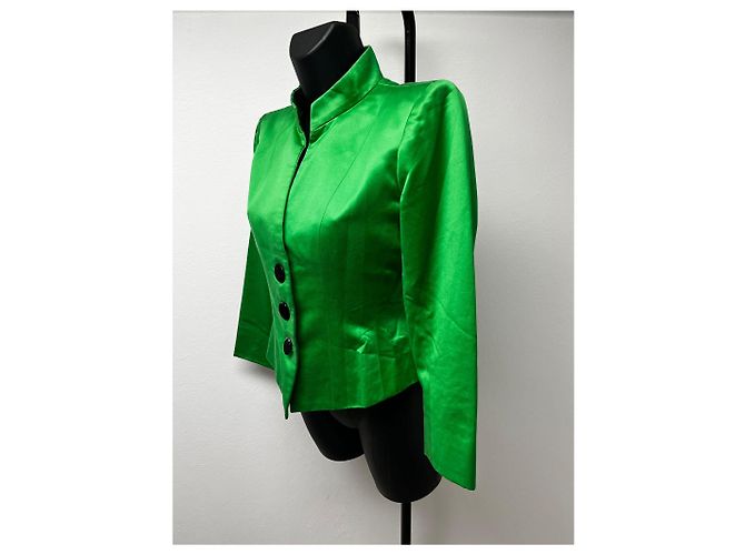 Giacca in satin verde Yves Saint Laurent - vista 2