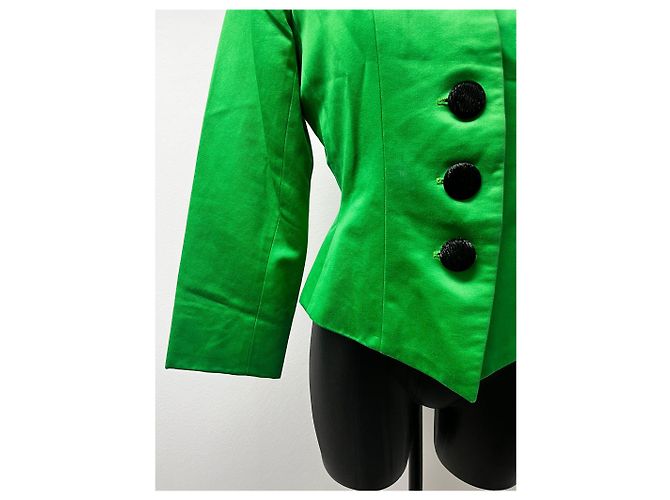 Giacca in satin verde Yves Saint Laurent - vista 4