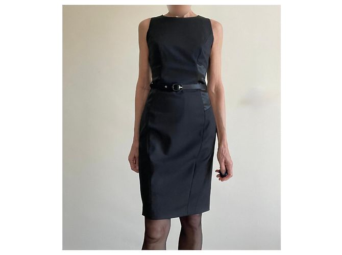 Vestido ajustado negro sin mangas de dos materiales talla 34-36 Pinko - vista 12