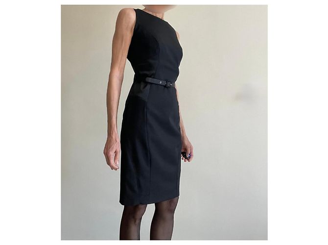 Vestido ajustado negro sin mangas de dos materiales talla 34-36 Pinko - vista 13