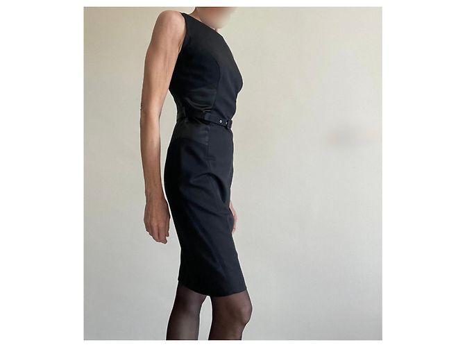 Vestido ajustado negro sin mangas de dos materiales talla 34-36 Pinko - vista 14