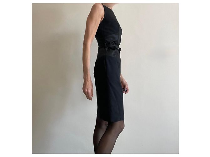 Vestido ajustado negro sin mangas de dos materiales talla 34-36 Pinko - vista 17