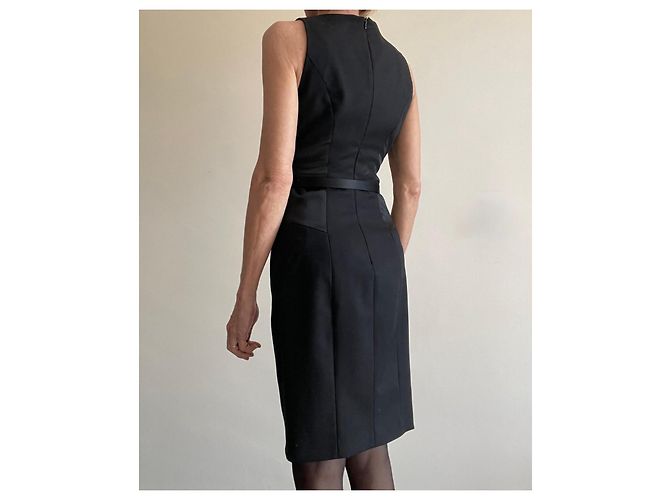 Vestido ajustado negro sin mangas de dos materiales talla 34-36 Pinko - vista 18