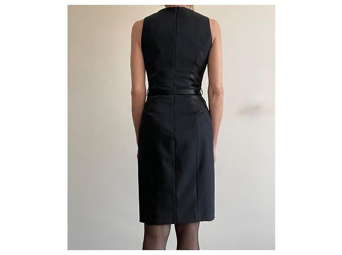 Vestido ajustado negro sin mangas de dos materiales talla 34-36 Pinko - vista 19