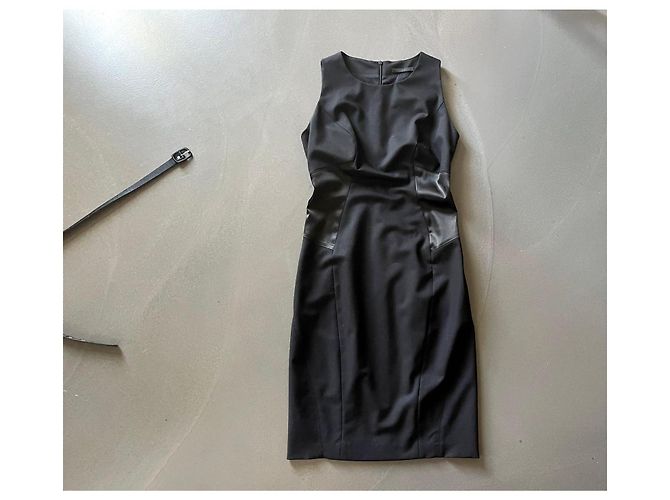 Vestido ajustado negro sin mangas de dos materiales talla 34-36 Pinko - vista 3